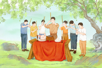 端午节民俗传统习俗祭祀手绘插画