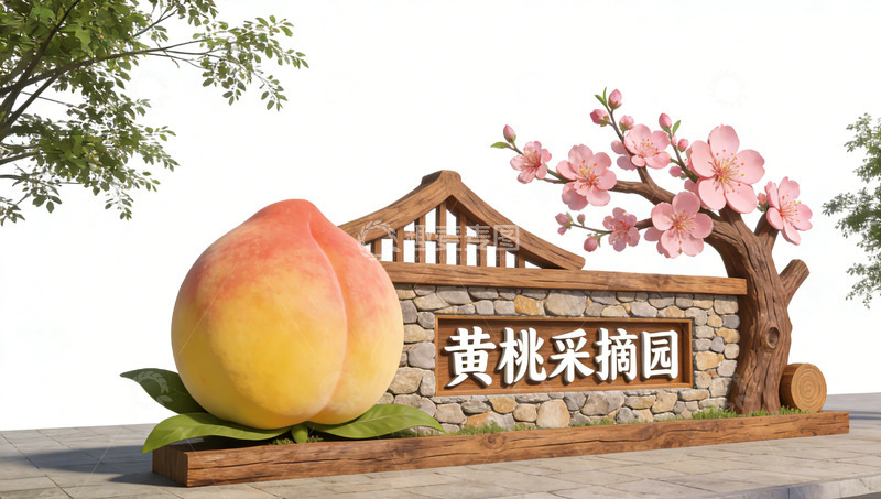高清大图下载【趣麦麦图】黄桃采摘园景观小品