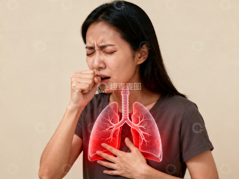 高清大图下载【趣麦麦图】医学健康插画环肺病的女性2