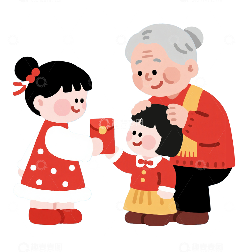 源文件下载【趣麦麦图】扁平插画风格给小朋友发红包