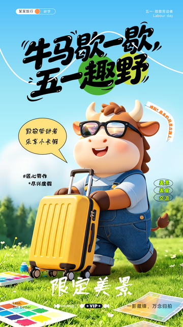 五一劳动节旅游旅行海报
