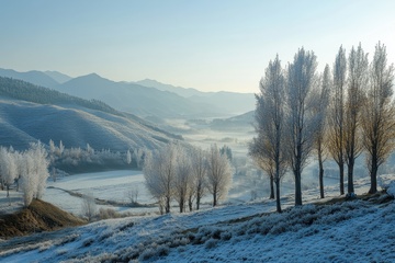冬季树木雪景自然美景