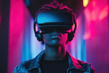 带着VR眼镜的人物