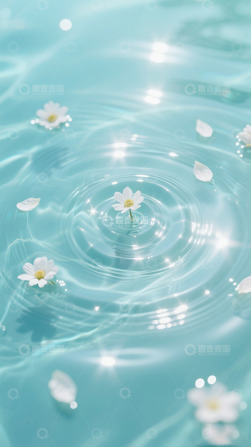 高清大图下载【趣麦麦图】花朵漂浮水面摄影图片