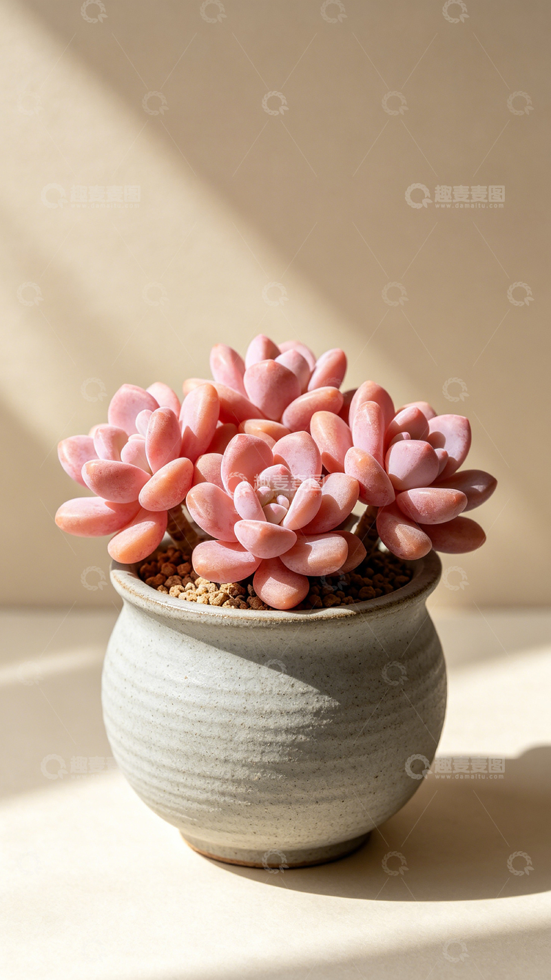 高清大图下载【趣麦麦图】多肉植物粉色盆栽静物摄影