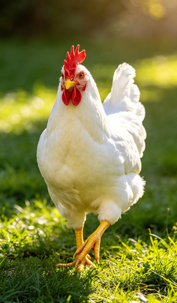 母鸡阳光草地生动摄影