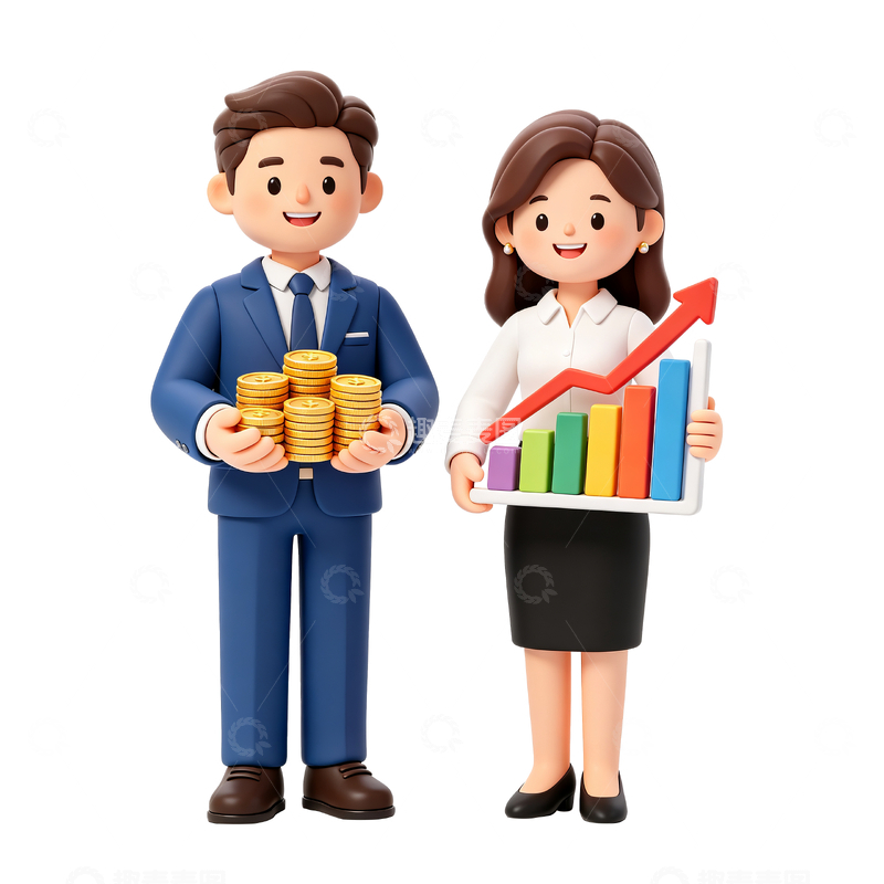 源文件下载【趣麦麦图】3d卡通金融商务职场搭档4