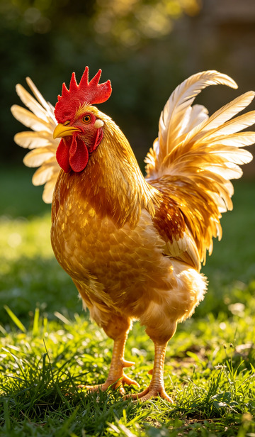 阳光公鸡草地摄影图