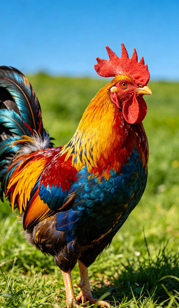 田园风光公鸡特写摄影图片