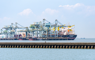 上海黄浦江长江入海口大型港口重型机械照片