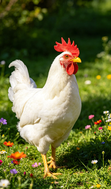 母鸡草地自然生动摄影