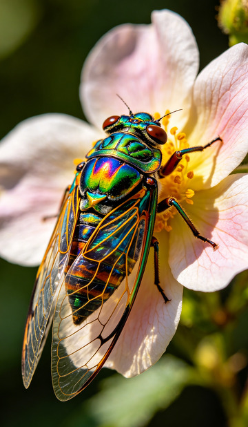 光彩蝉儿花间舞
