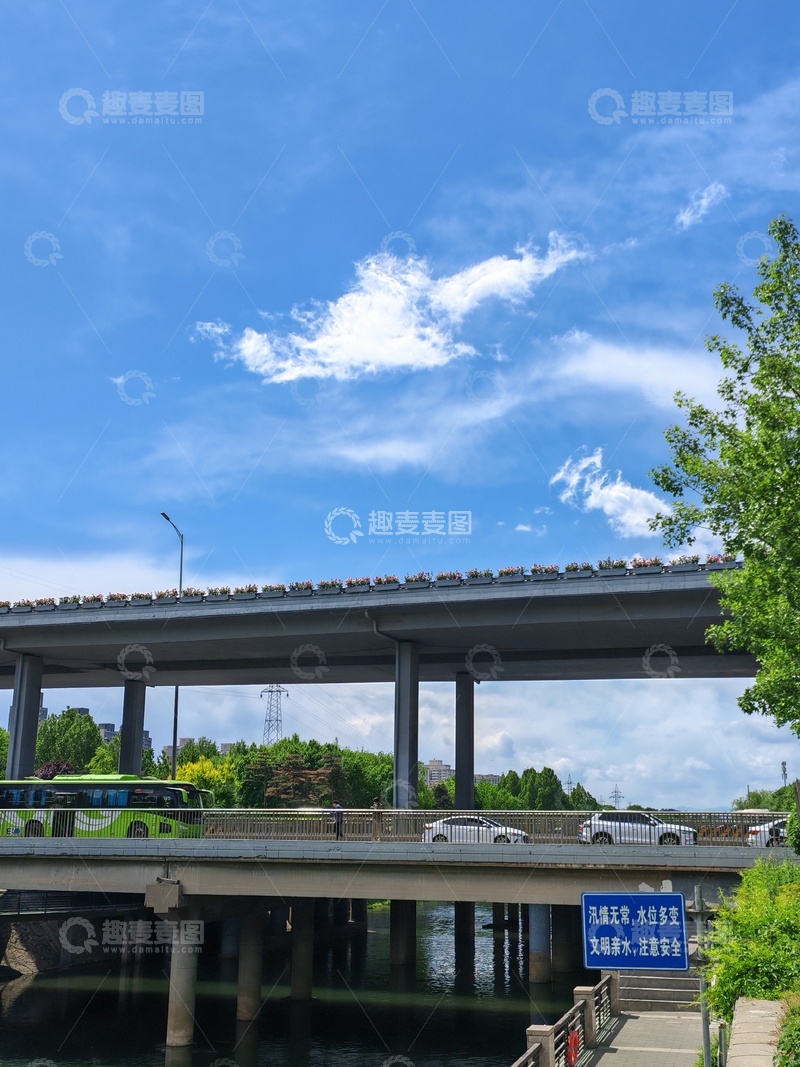 高清大图下载【趣麦麦图】蓝天白云高架桥风景