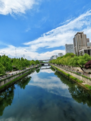 城市河畔晴空美景