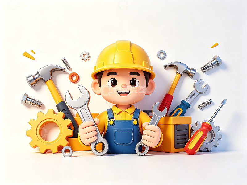 高清大图下载【趣麦麦图】卡通工匠工具形象设计