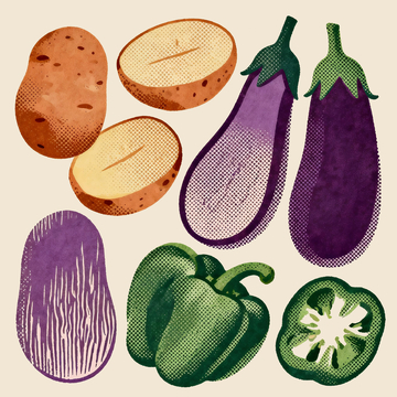 丝网印刷半调风格瓜果插画1