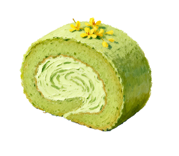 油画棒风格抹茶蛋糕卷5