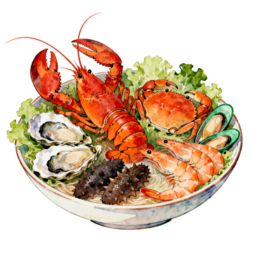插画风格海鲜拼盘4