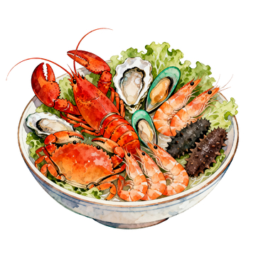 插画风格海鲜拼盘3