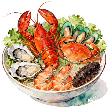 插画风格海鲜拼盘2