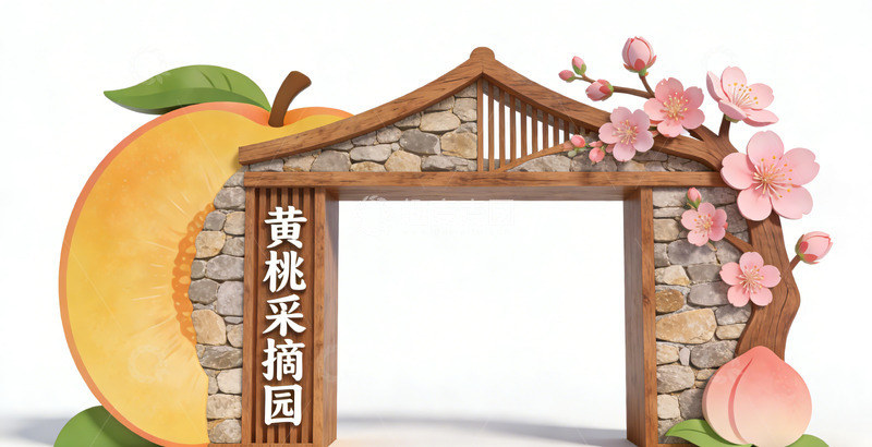高清大图下载【趣麦麦图】黄桃采摘园入口设计景观小品素材