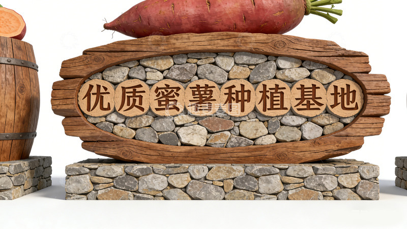 高清大图下载【趣麦麦图】优质蜜薯种植基地景观小品标识牌