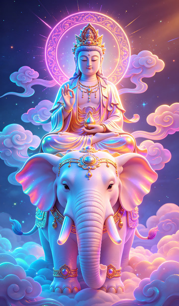梦幻佛像大象插画