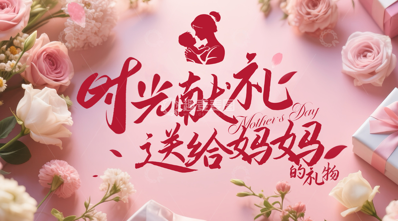 源文件下载【趣麦麦图】浪漫母亲节鲜花礼物海报设计