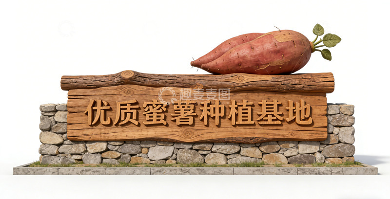 高清大图下载【趣麦麦图】优质蜜薯种植基地标识牌景观小品