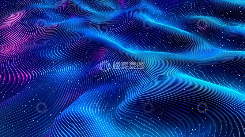 高清大图下载【趣麦麦图】科技波纹线条抽象背景