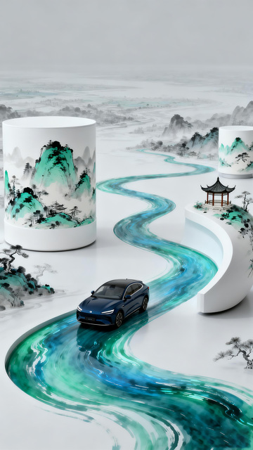 水墨风汽车展示场景设计