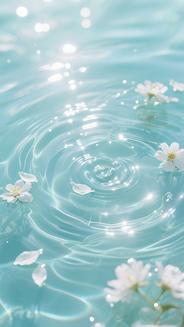 碧波白花梦幻意境图