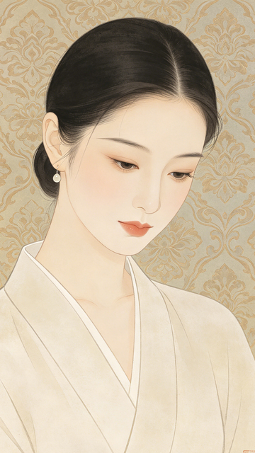 古典风格女性肖像绘画作品