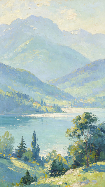 山水油画风光自然美景