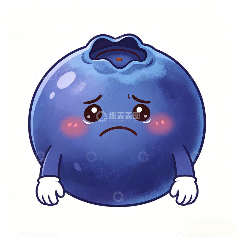 高清大图下载【趣麦麦图】卡通蓝莓生气表情设计素材