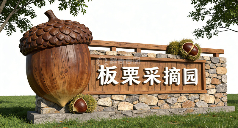 高清大图下载【趣麦麦图】板栗采摘园标识牌景观小品