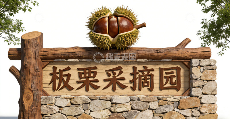 高清大图下载【趣麦麦图】设计板栗采摘园景观小品标识牌