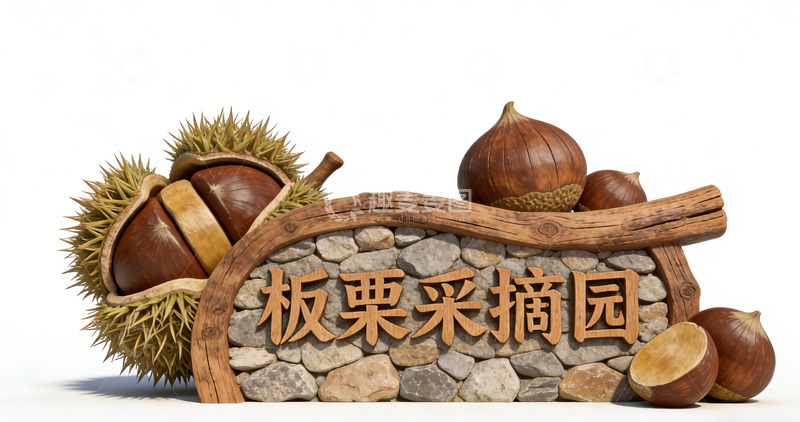 高清大图下载【趣麦麦图】板栗采摘园标识牌景观小品设计