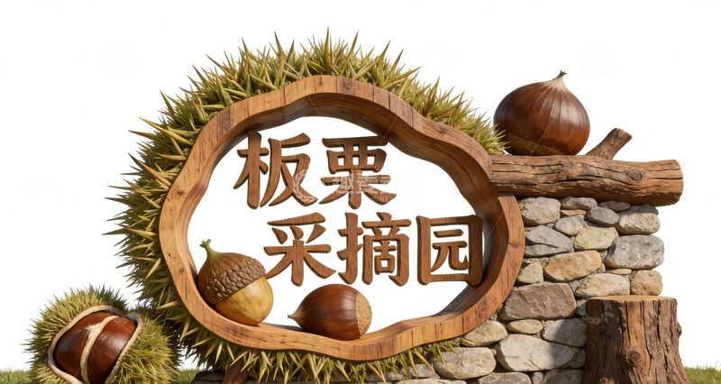 高清大图下载【趣麦麦图】板栗采摘园景观小品标识牌