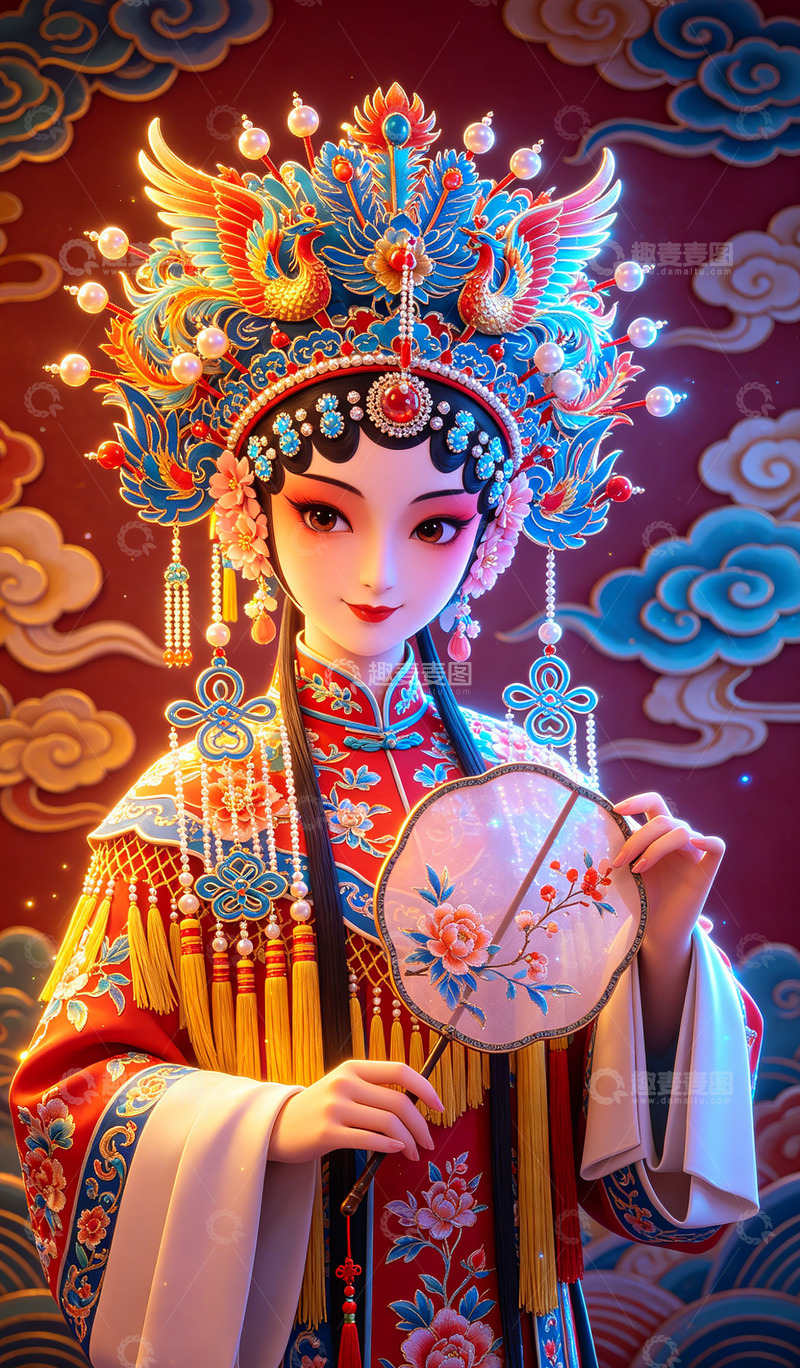 高清大图下载【趣麦麦图】华丽戏曲人物插画