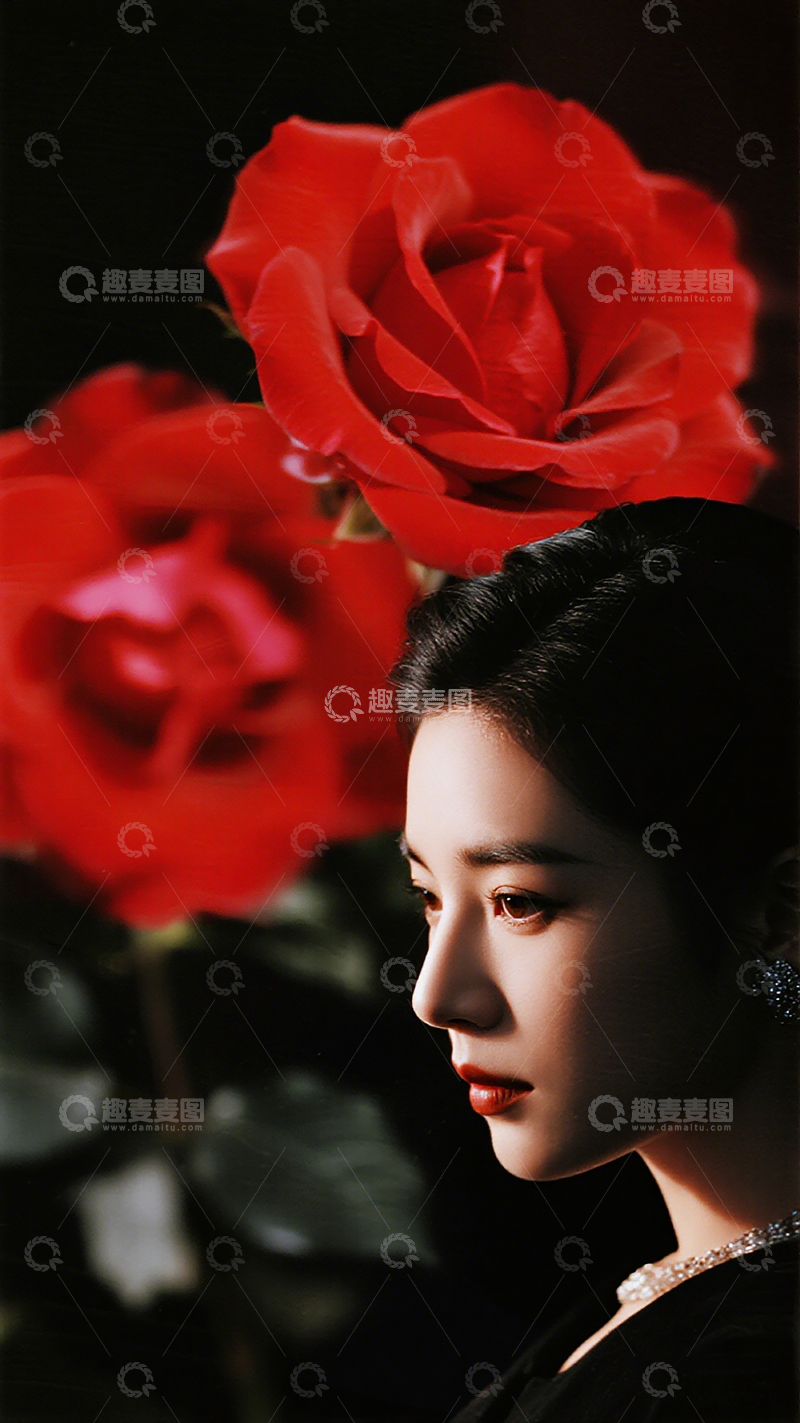高清大图下载【趣麦麦图】红玫瑰女子肖像摄影