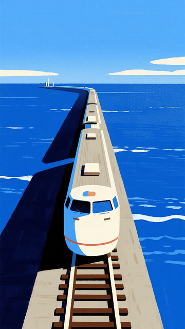 海铁交融现代插画