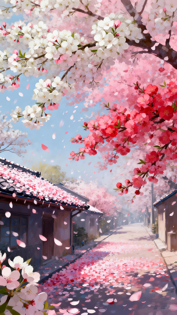 樱花烂漫小镇风光