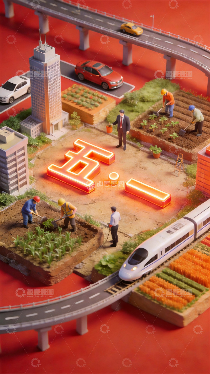 高清大图下载【趣麦麦图】-微观城市景观五一海报4