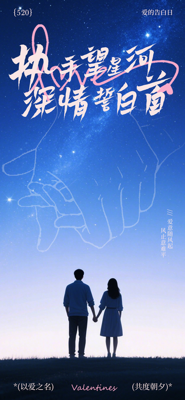 浪漫星空情侣插画设计素材