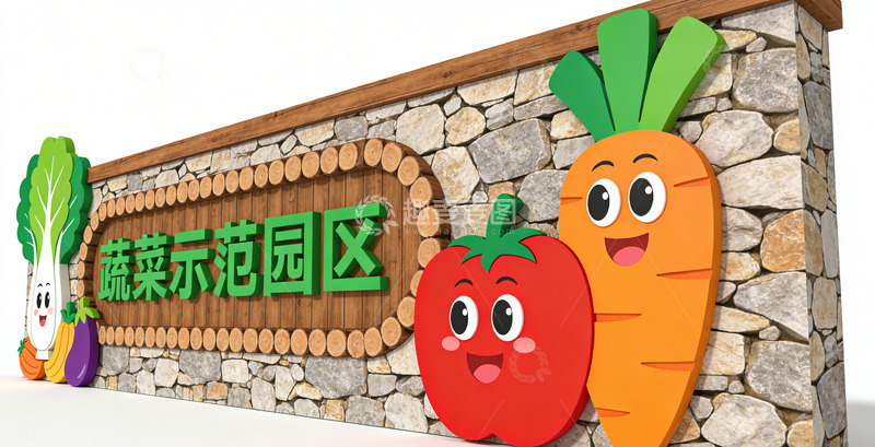 高清大图下载【趣麦麦图】-卡通蔬菜示范园区标识设计景观小品