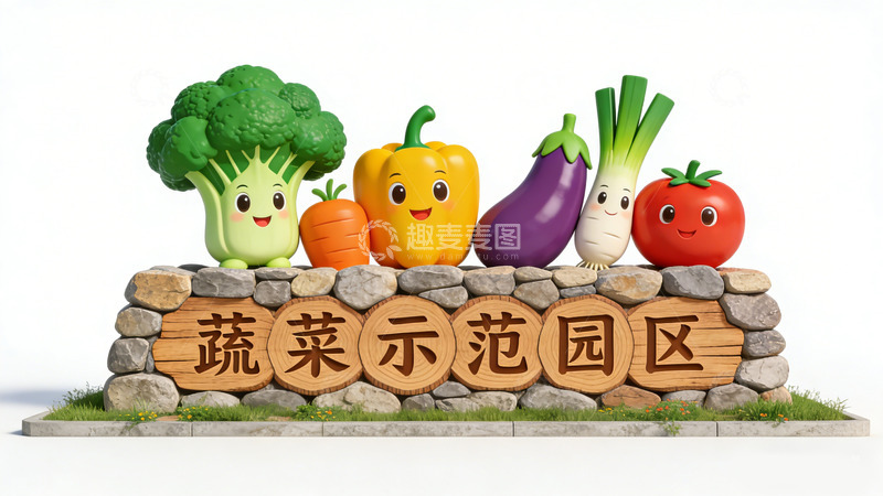 高清大图下载【趣麦麦图】-卡通蔬菜示范园区标识设计