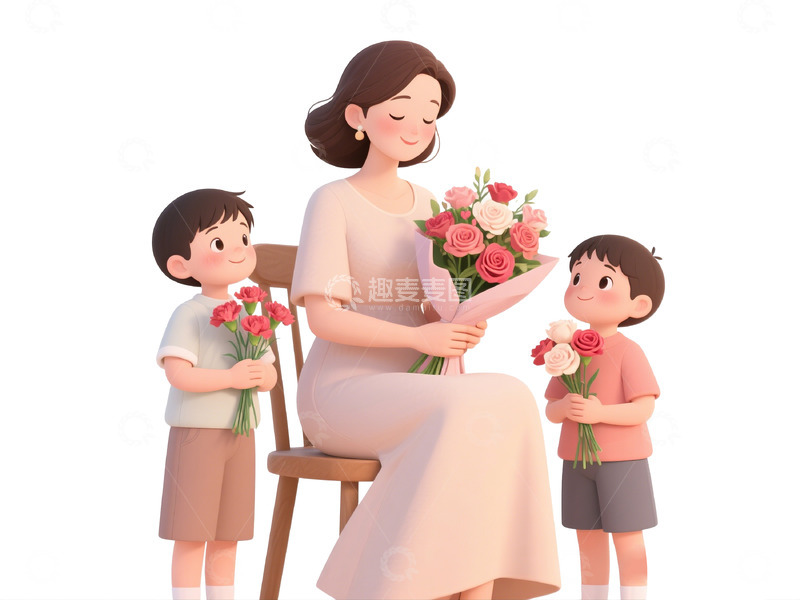 高清大图下载【趣麦麦图】-温馨亲子插画母亲节祝福图片
