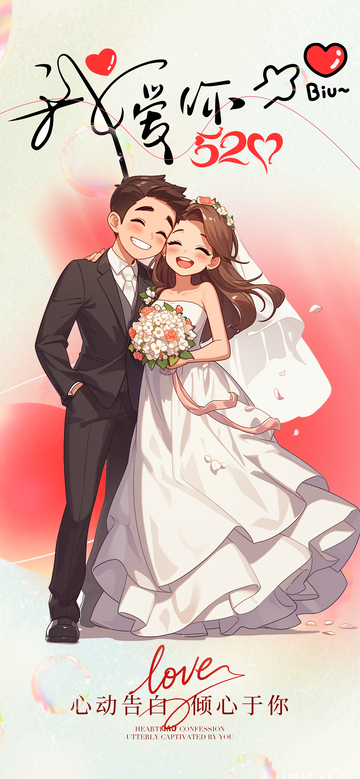 浪漫婚纱插画设计素材