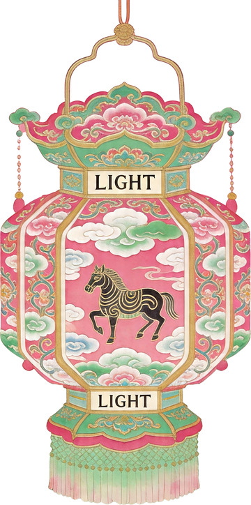 新中式高定插画风格传统马年花灯1